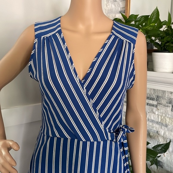 Monteau Striped Wrap Dress Sz M - Picture 2 of 10